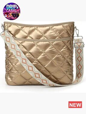 Quilted Nylon Down Cotton Crossbody Shoulder Bag Hobo Tote Zipper